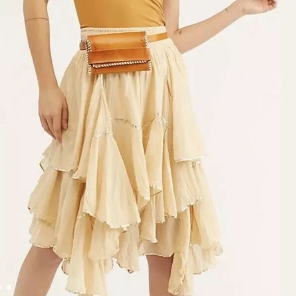 Free People NWT Handkerchief ruffle maxi skirt